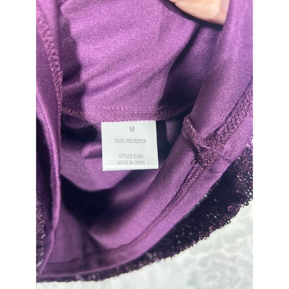 Audrey Parks Francescas Dress Medium Purple Sequins NEW Valary Tie Balloon Slv - Picture 7 of 11